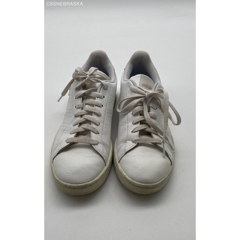 Adidas White Sneakers Womens Leopard Advantage Low Top Lace Up Shoes - Size 8.5